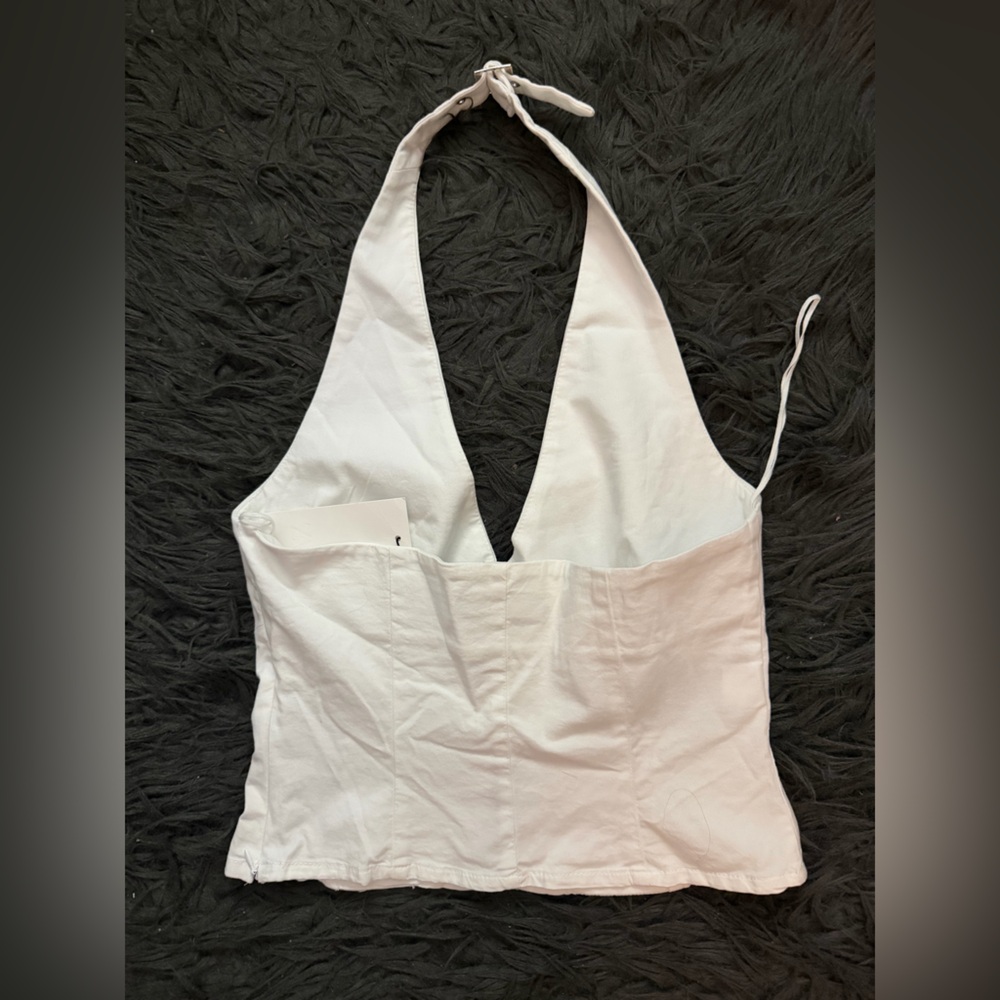 Zara Cream Halter Tie-Front Camisole - Picture 3 of 4